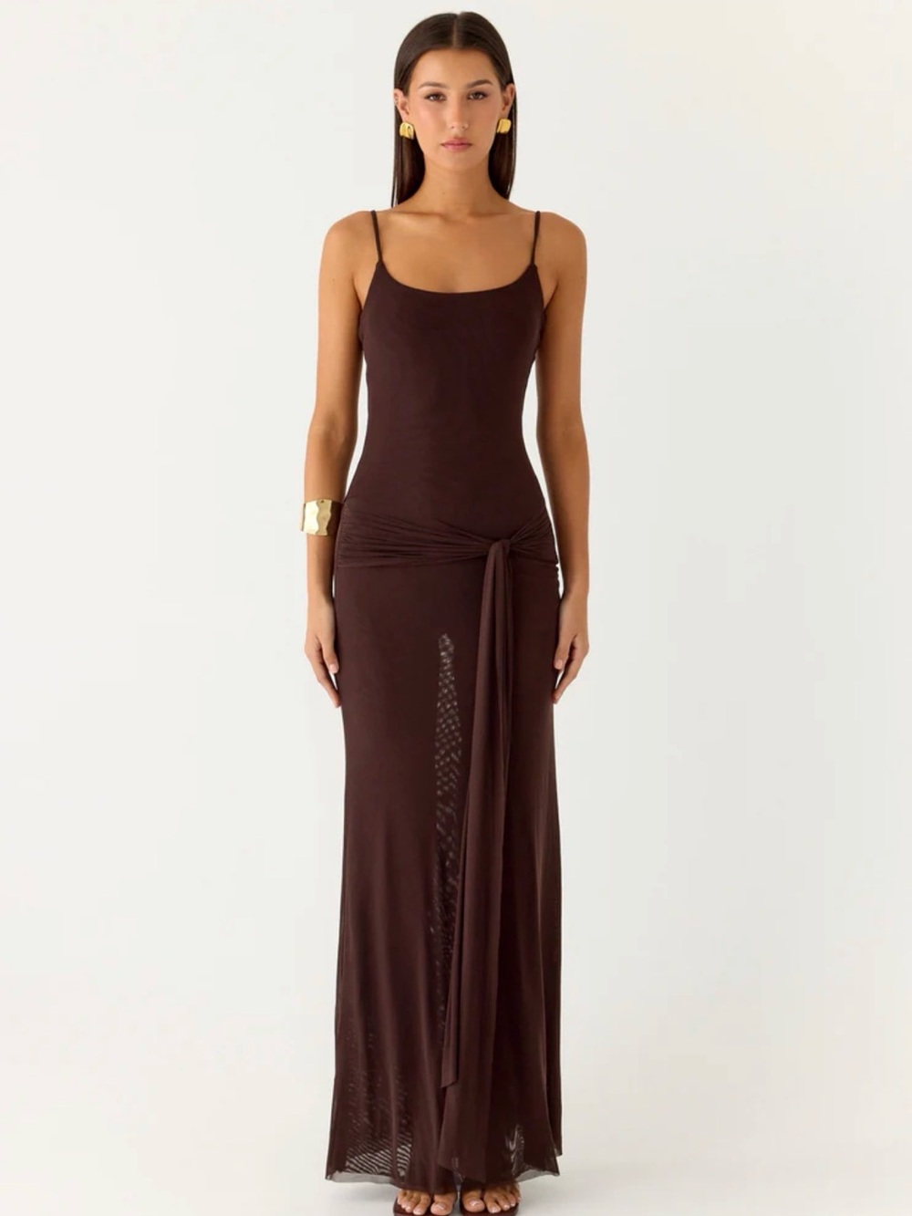 Peppermayo Matoma Bodysuit Maxi Dress - Cool Chocolate